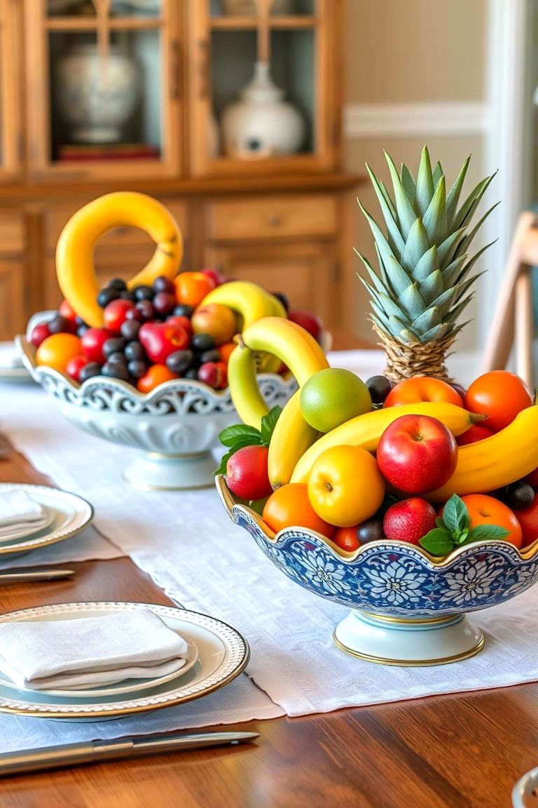 Colorful Fruit Centerpiece - 24 Dining Room Table Decor Ideas