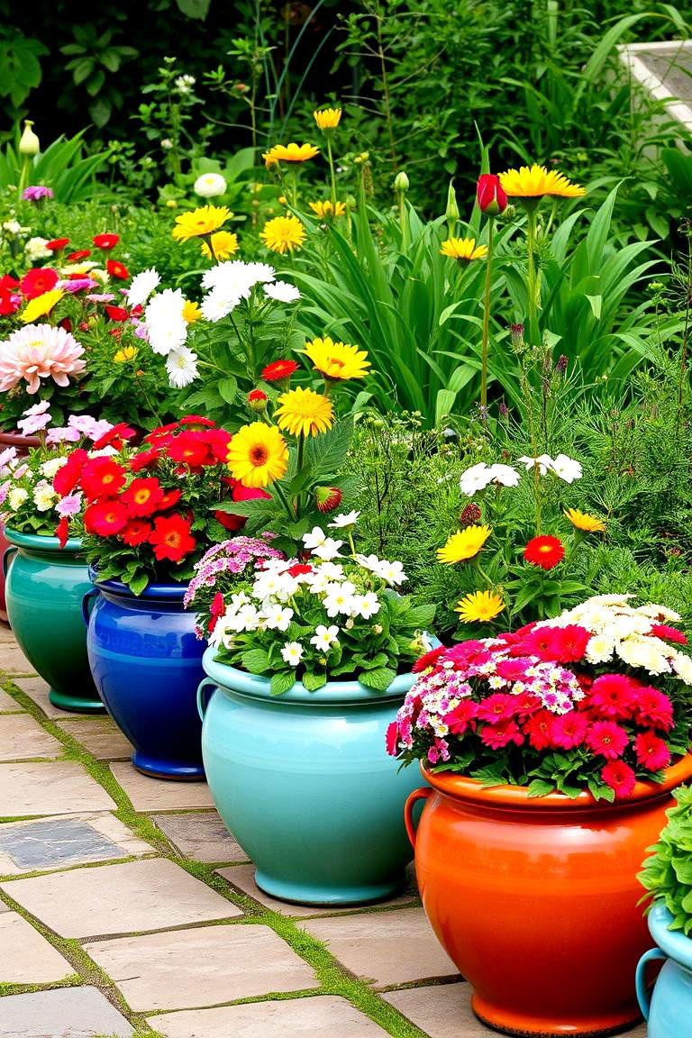 Colorful Garden Planters - 24 Cottage Garden Ideas