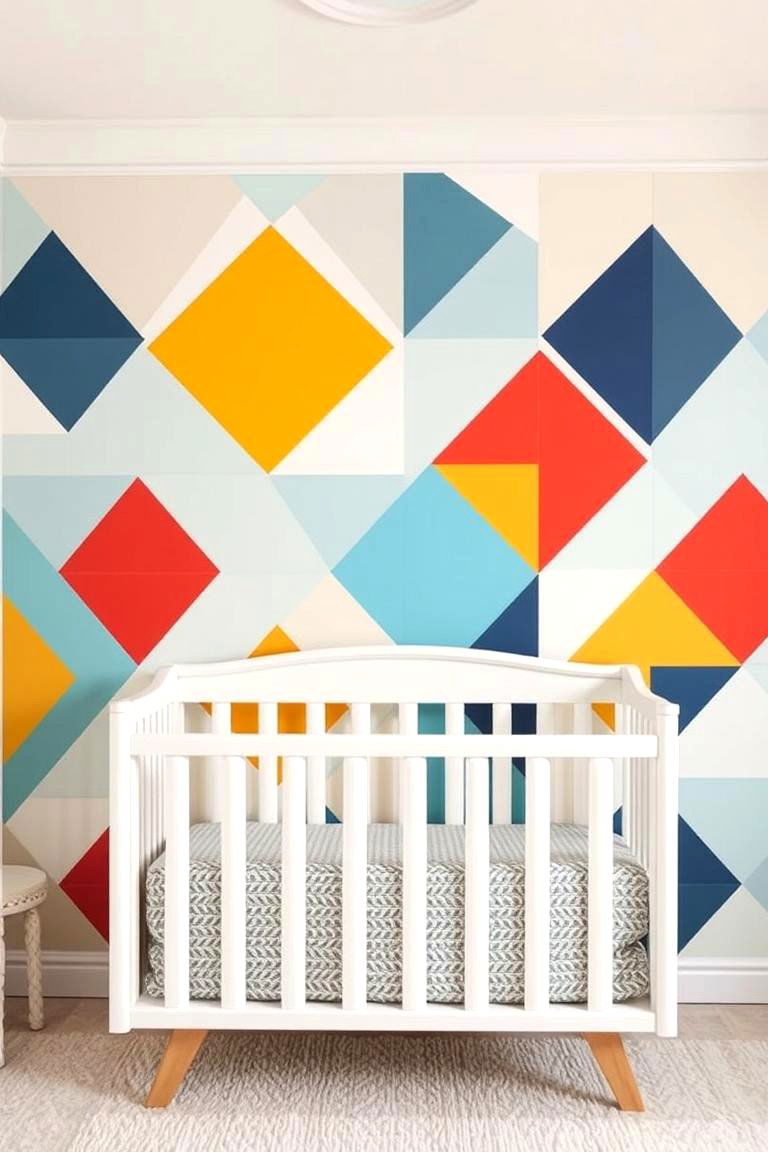 Colorful Geometric Patterns - 24 Nursery Wall Decor Ideas