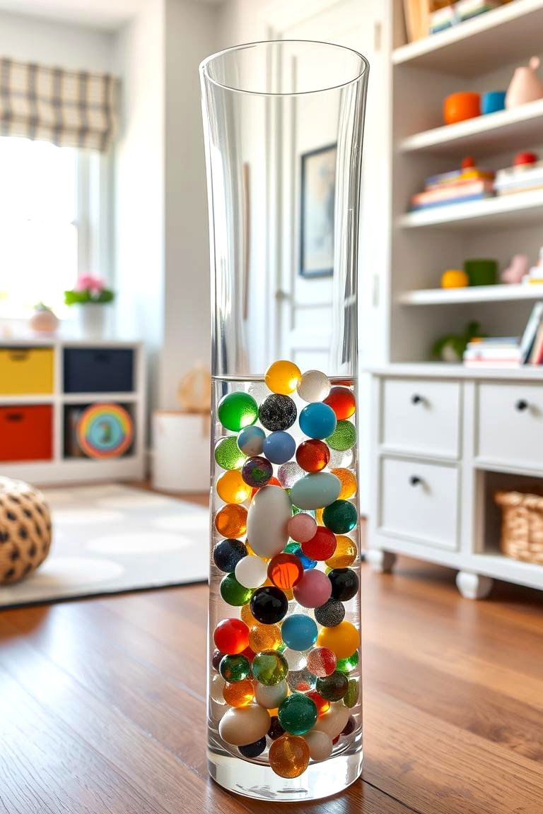 Colorful Glass Marbles or Stones - 24 Large Floor Vase Decoration Ideas