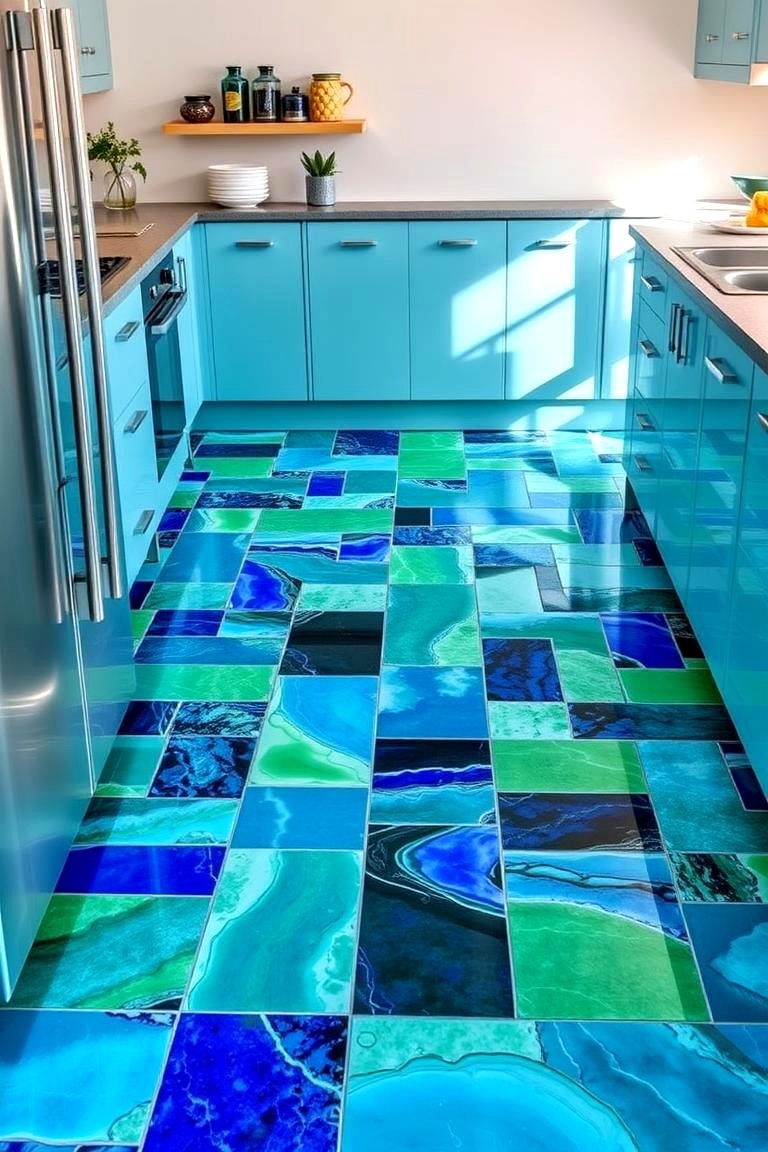 Colorful Glass Tiles - 24 Kitchen Floor Tile Ideas