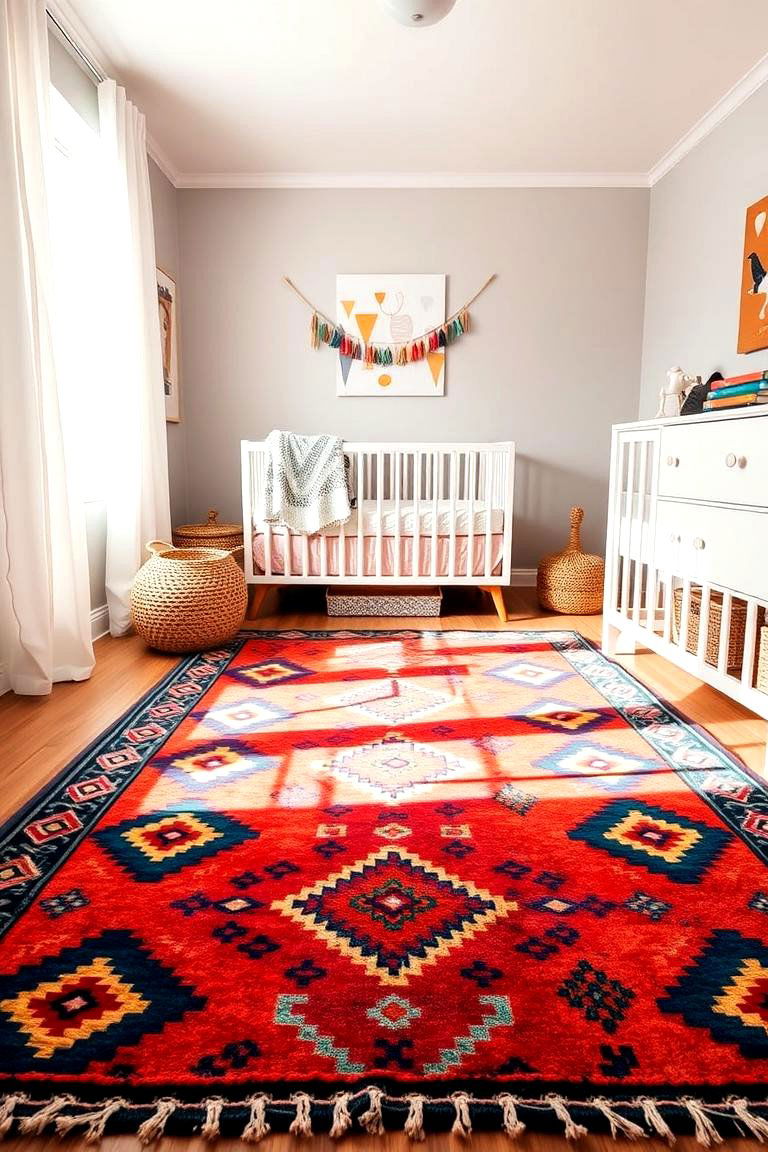 Colorful Moroccan Rugs - 24 Boho Nursery Ideas