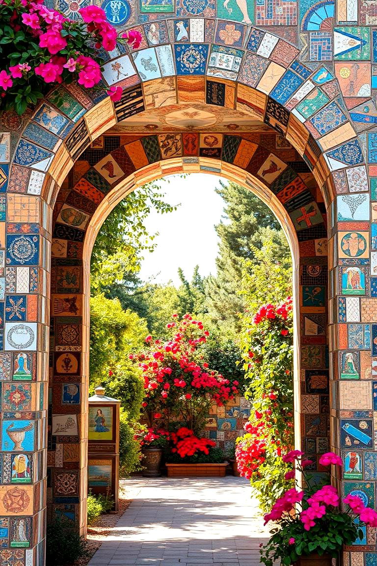 Colorful Mosaic Arch - 24 Garden Arch Ideas