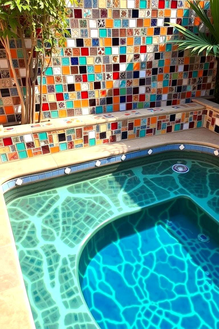 Colorful Mosaic Tiles - 24 Hot Tub Decor Ideas