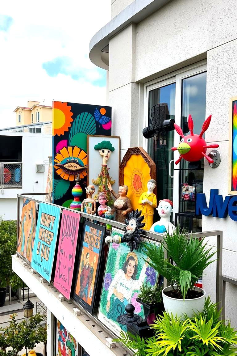 Colorful Outdoor Artwork Display - 24 Penthouse Balcony Ideas