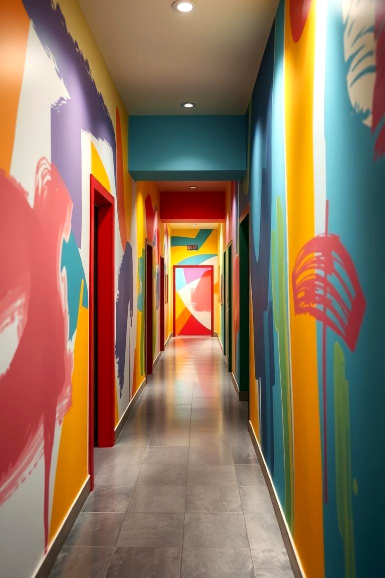 Colorful Painted Accent Walls - 24 Boho Hallway Ideas