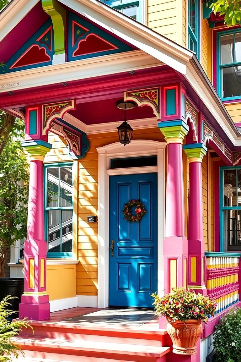Colorful Painted Accents - 24 Victorian Porch Ideas