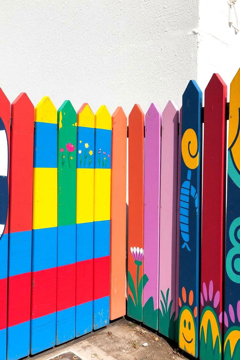 Colorful Painted Accents - 24 Corner Fence Ideas