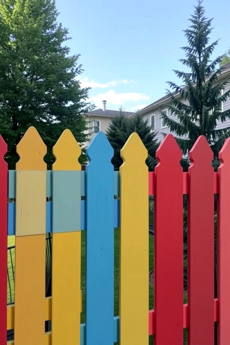 Colorful Painted Fence Panels - 24 Fence Art Ideas