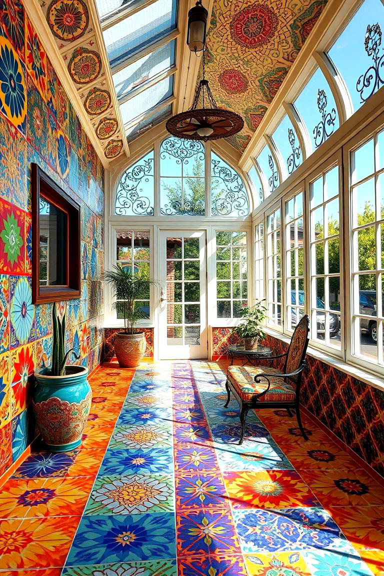 Colorful Patterned Tiles - 24 Sunroom Tile Floor Ideas