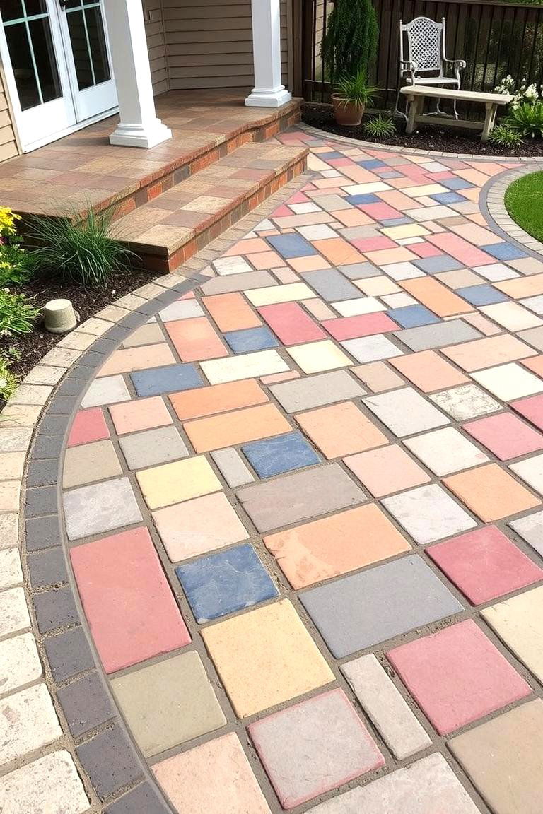 Colorful Paver Design - 24 Paver Patio Ideas