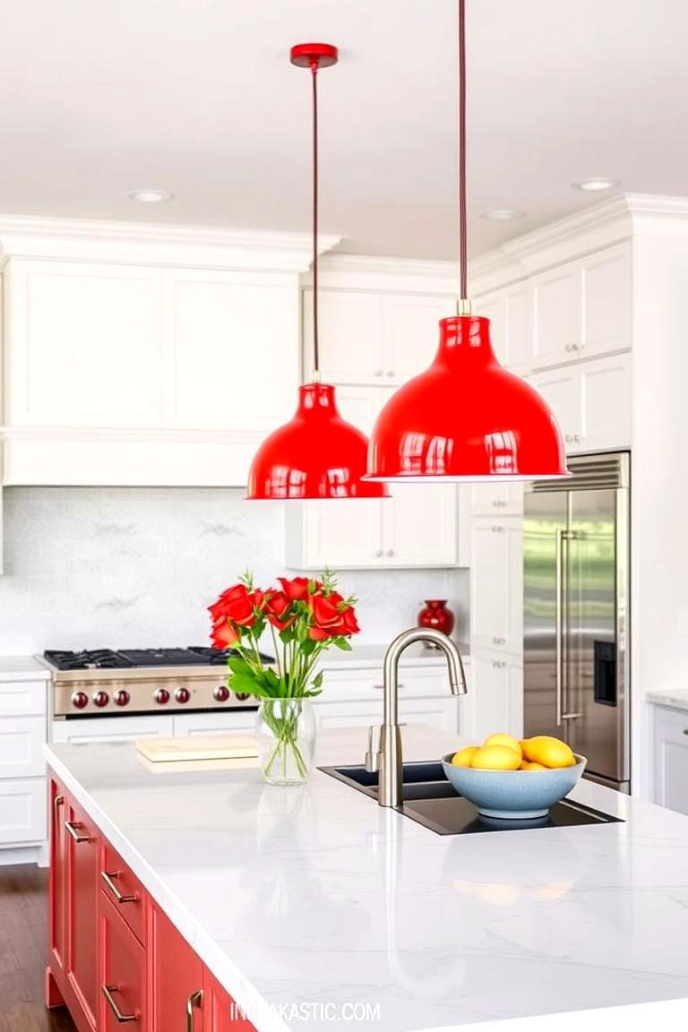 Colorful Pendant Lights for a Pop of Personality - 24 Kitchen Island Lighting Ideas