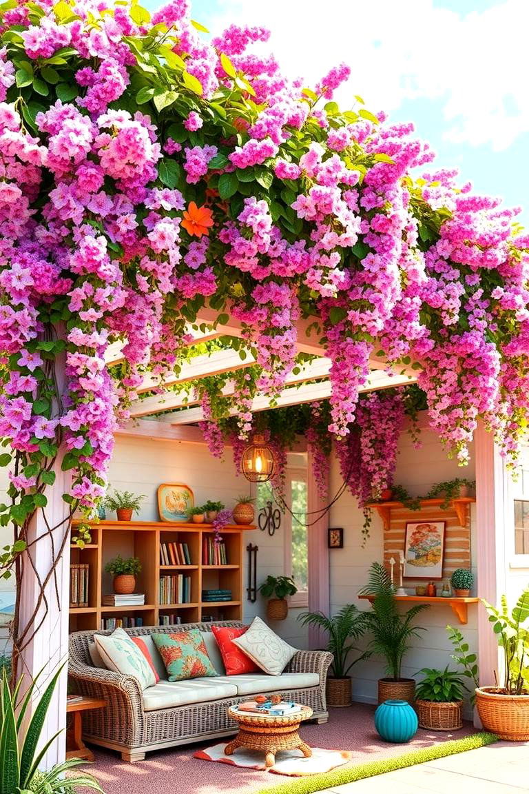 Colorful Pergola Reading Haven - 24 Outdoor Reading Nook Ideas