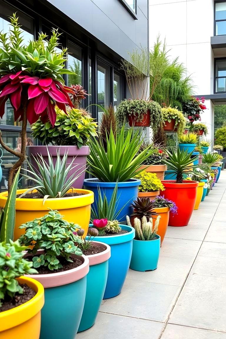 Colorful Planter Array - 24 Small Patio Ideas