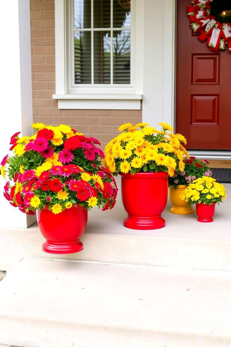 Colorful Planters for a Pop of Color - 24 Southern Front Porch Ideas