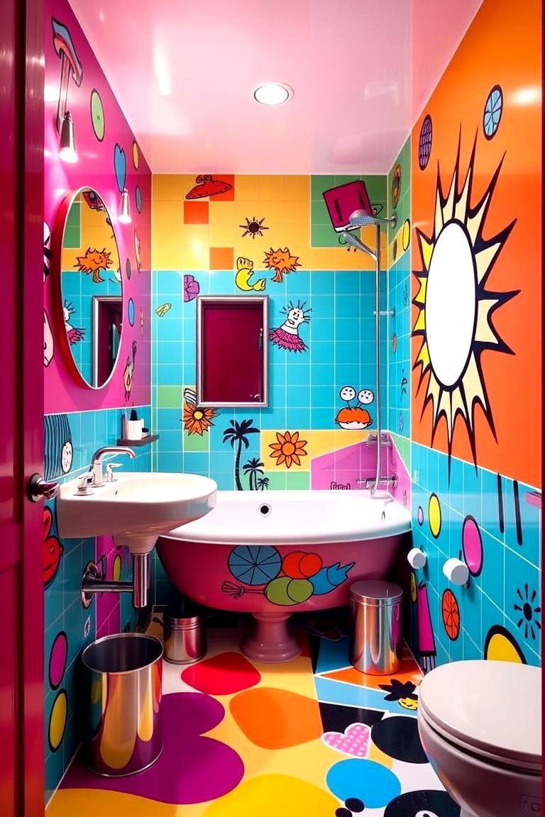 Colorful Pop Art Bathroom - 24 Boy Bathroom Ideas