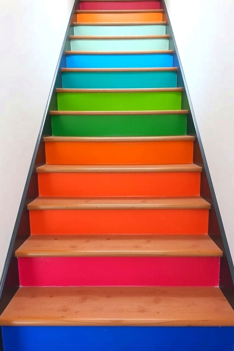 Colorful Riser Accents - 24 Painted Stair Ideas