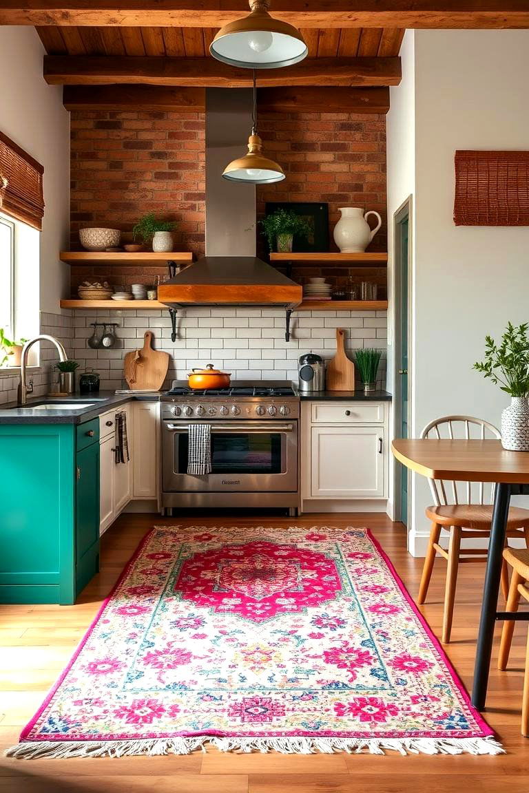 Colorful Rugs and Textiles - 24 Eclectic Kitchen Ideas