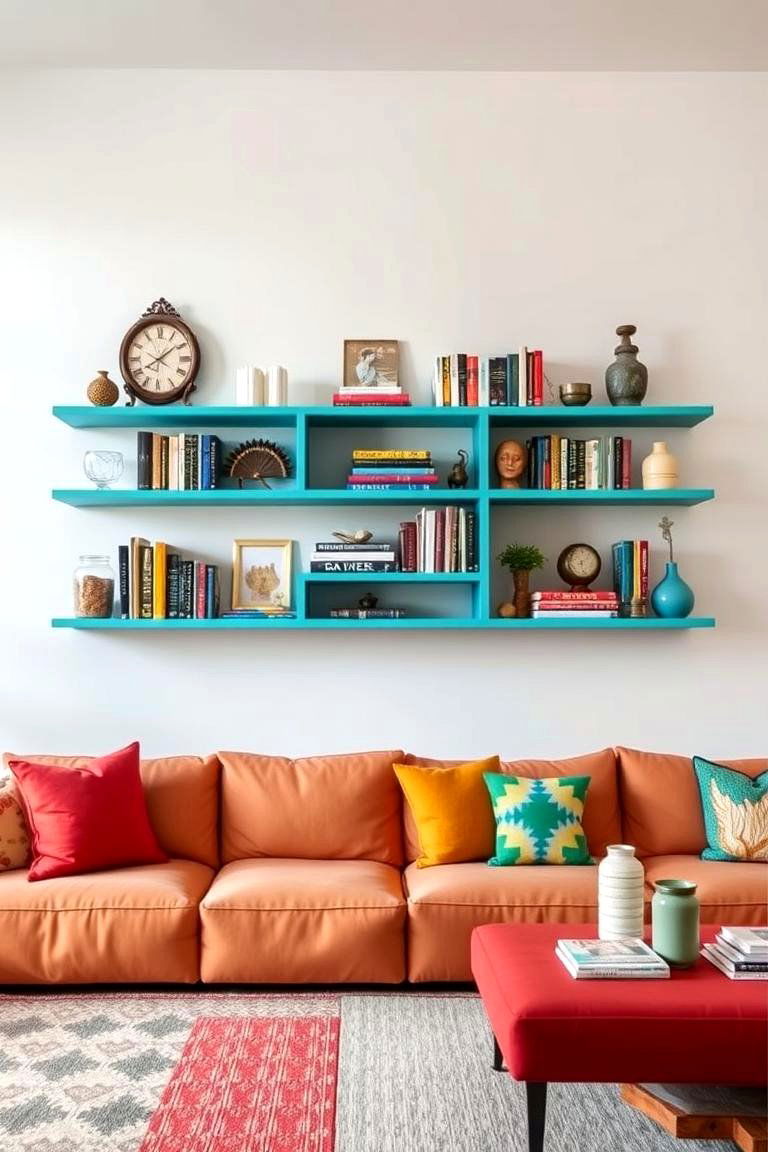 Colorful Shelves to Add a Pop of Personality - 24 Living Room Shelf Ideas