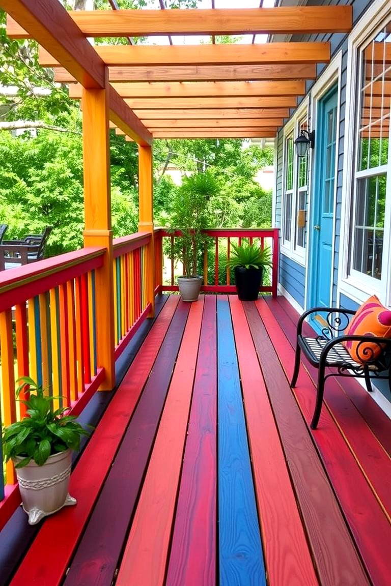 Colorful Stained Lattice Elegance - 24 Deck Lattice Ideas