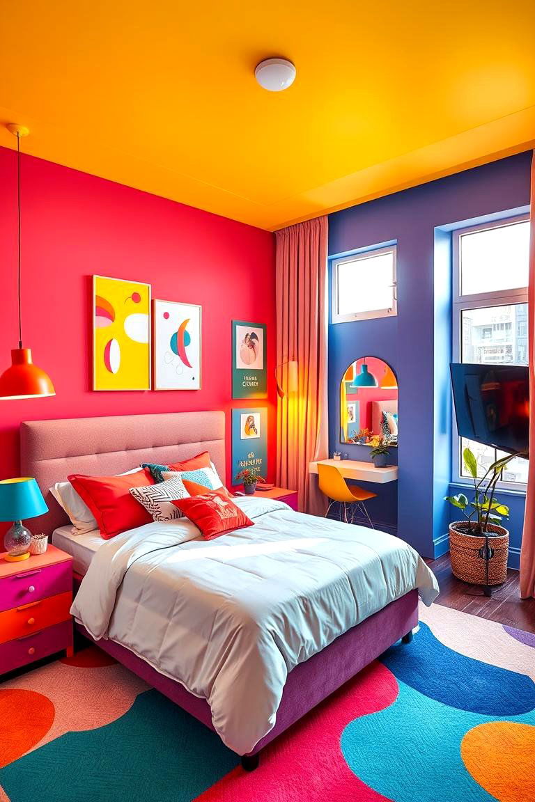 Colorful Statement Design - 24 L-shaped Bedroom Layout Ideas