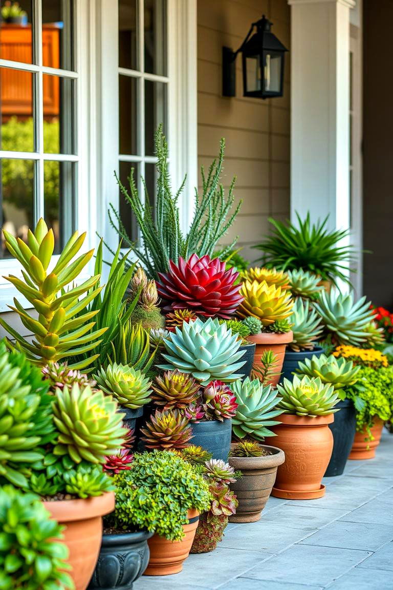 Colorful Succulent Showcase - 24 Porch Greenhouse Ideas