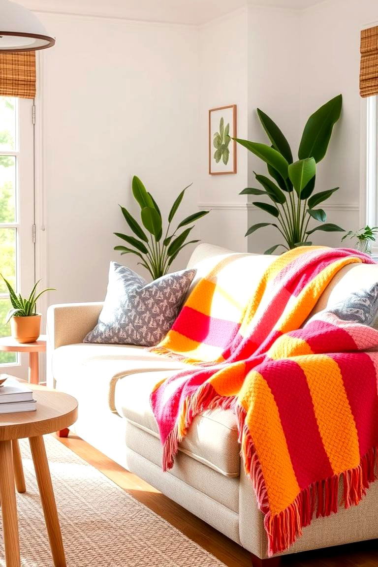 Colorful Throw Blankets for a Fun Touch - 24 Morning Room Ideas