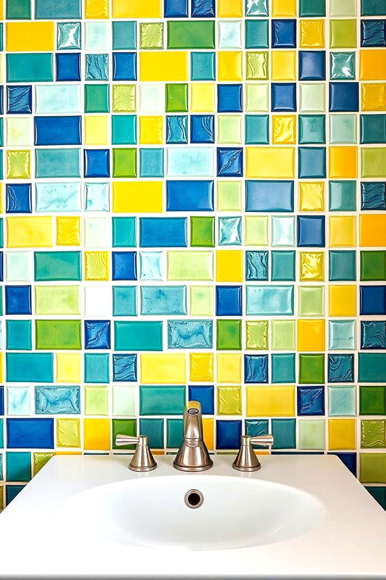 Colorful Tile Accents - 24 Modern Bathroom Decor Ideas