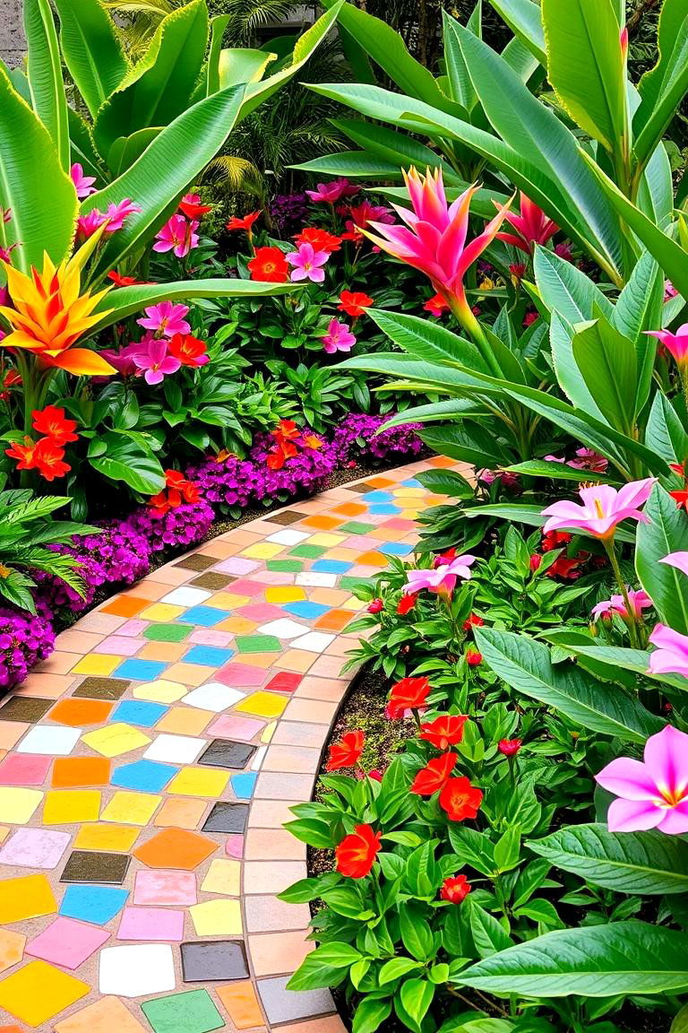 Colorful Tile Walkway - 24 Curved Walkway Ideas