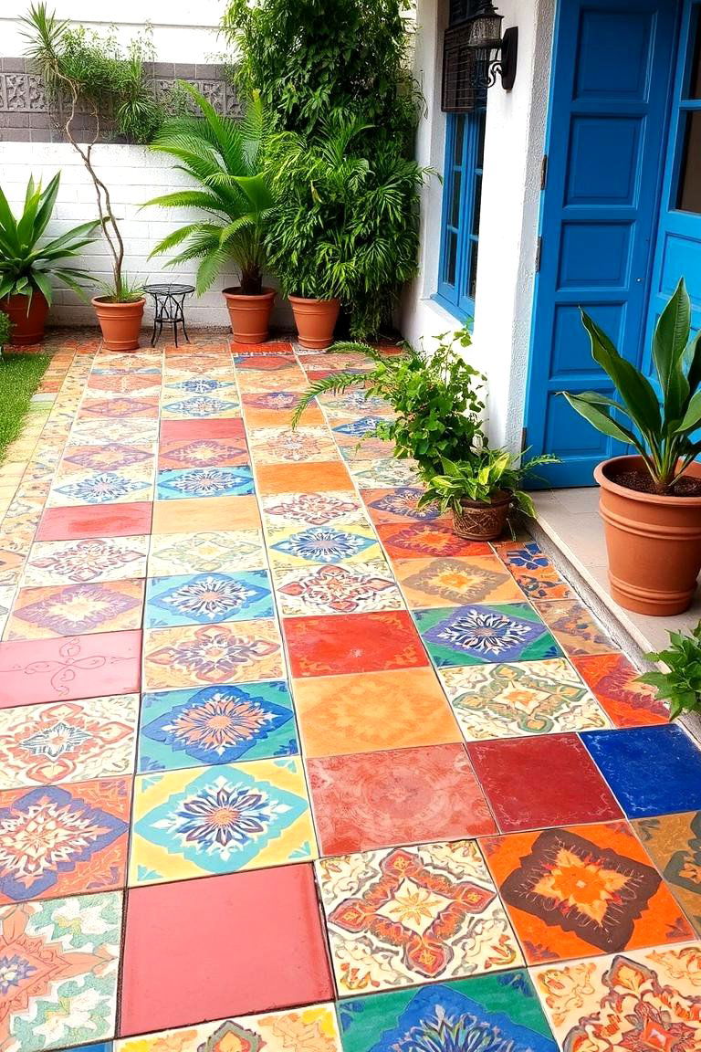 Colorful Tiled Patio - 24 Backyard Patio Ideas