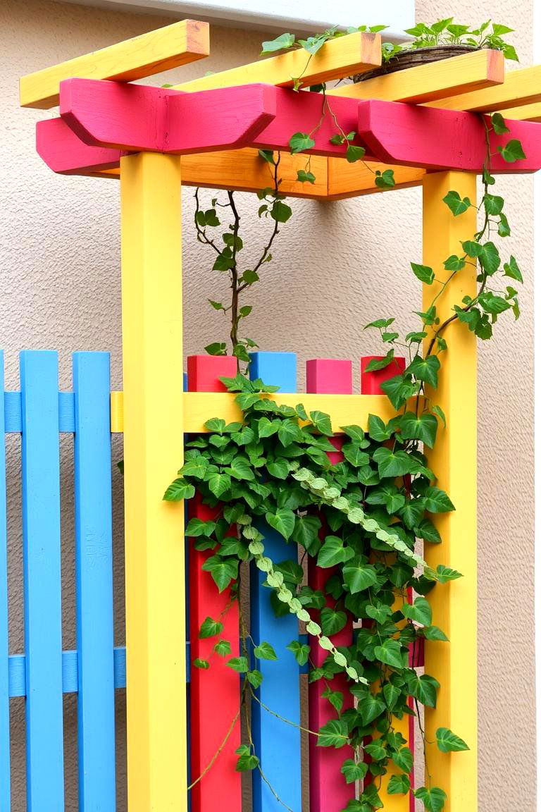Colorful Trellis with Painted Accents - 24 Balcony Trellis Ideas