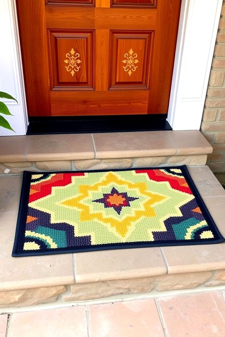 Colorful Welcome Mats to Brighten Up - 24 Front Door Decor Ideas