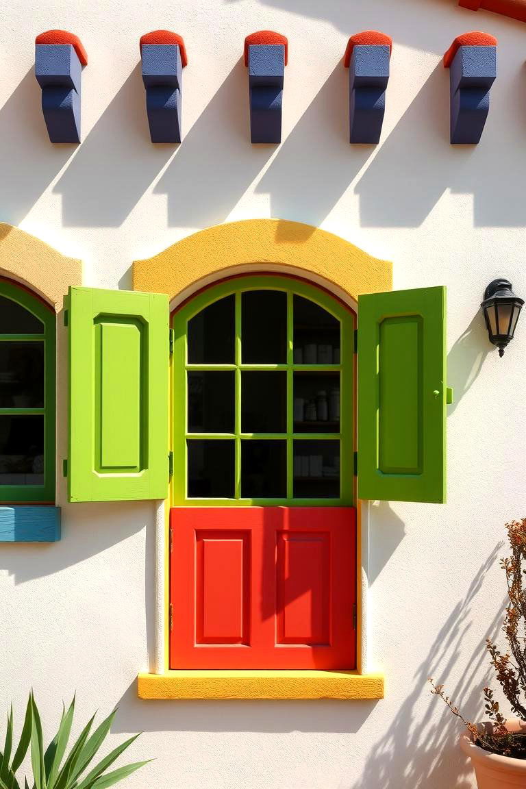 Colorful Window Frames - 24 spanish style home exterior ideas