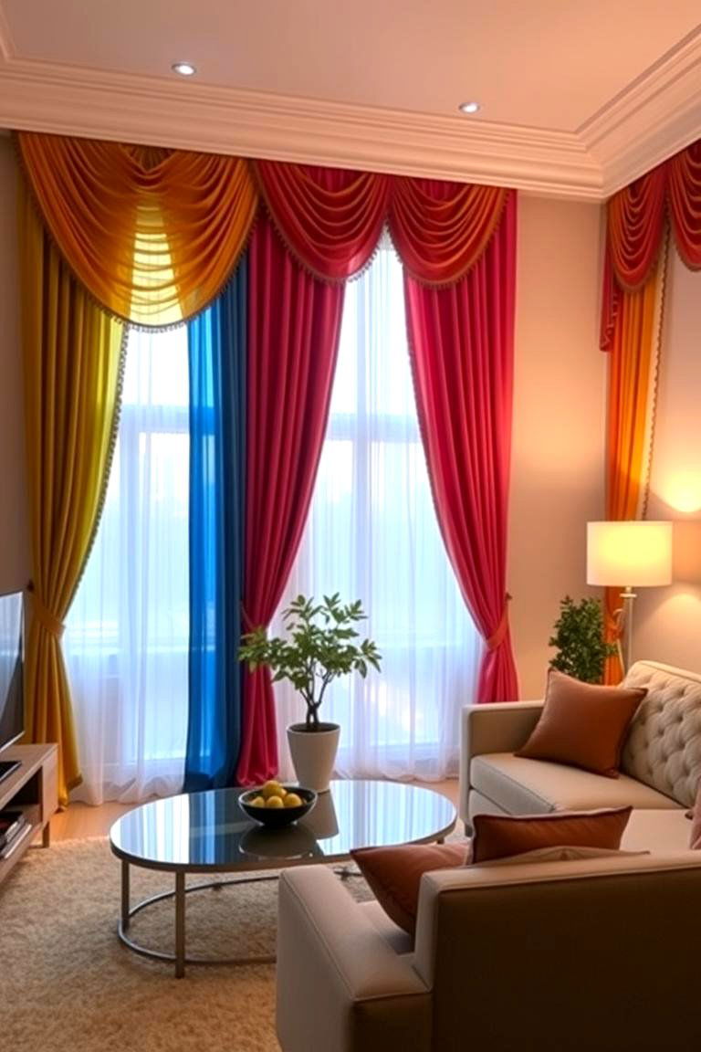 Colorful Window Treatments - 24 Colorful Living Room Ideas