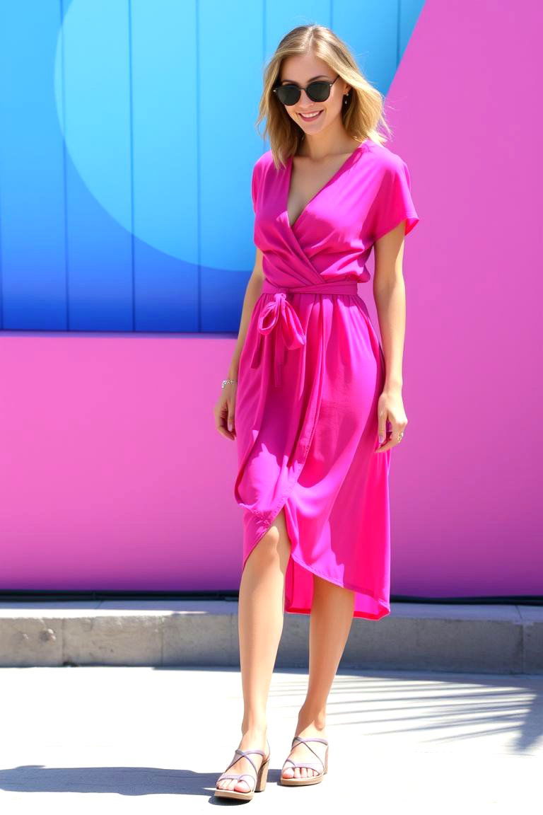 Colorful Wrap Dress - 24 Guest Wedding Outfit Ideas