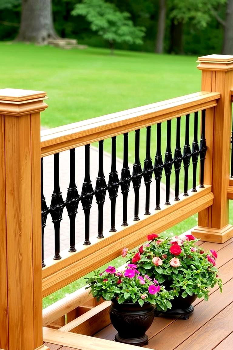 Combination Railing with Metal Accents - 24 Wood Deck Railing Ideas