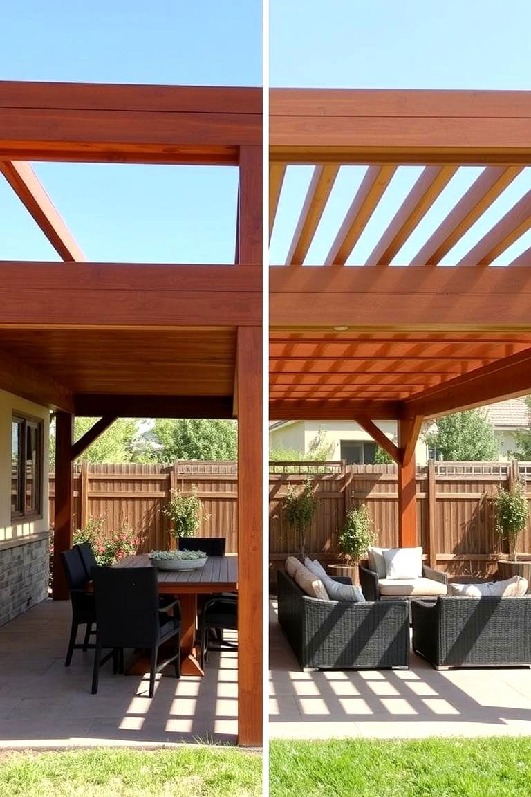 Combination Roof Solid and Lattice - 24 Pergola Roof Ideas