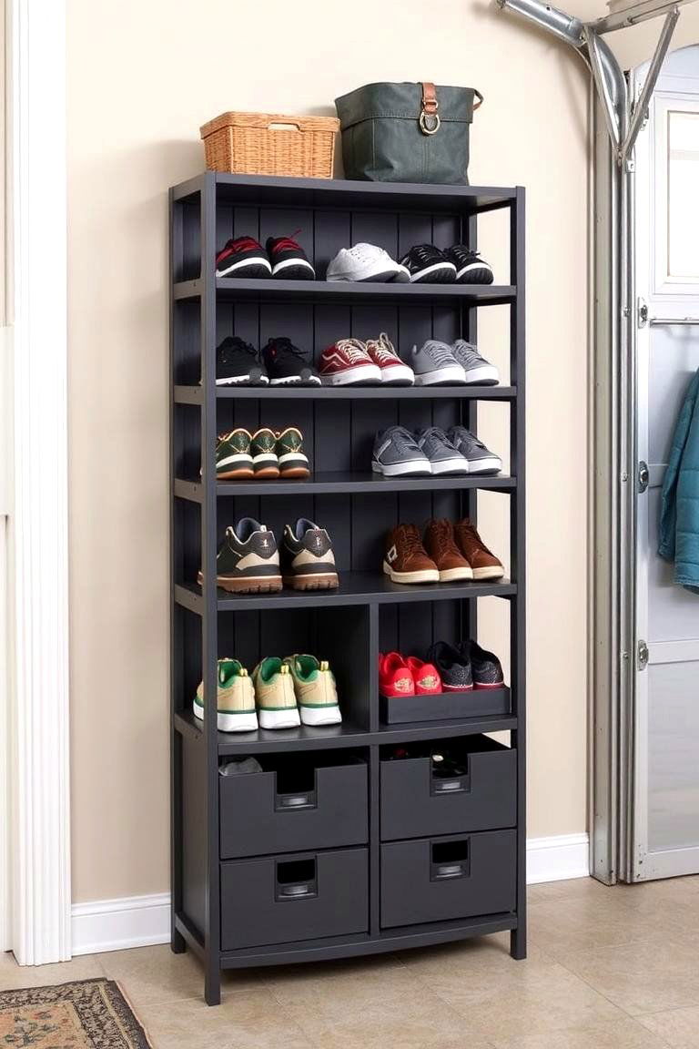 Combination Shoe and Accessory Organizers - 24 Garage Shoe Storage Ideas