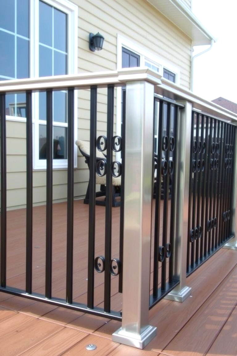 Combination of Different Metal Finishes - 24 Metal Deck Railing Ideas
