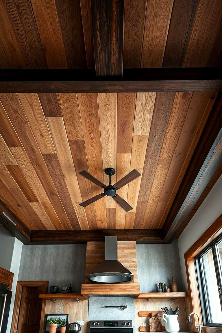 Combination of Wood and Metal Ceiling - 24 Rustic Ceiling Ideas