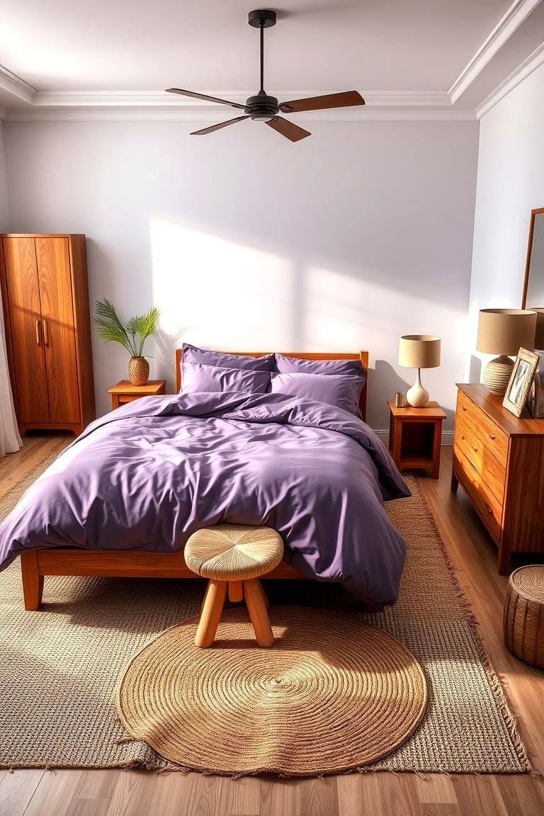 Combine Purple with Earthy Tones for Balance - 24 Purple Bedroom Ideas