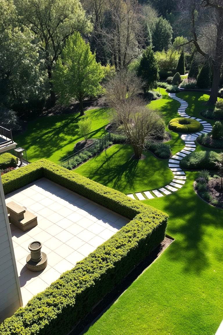 Combined Natural and Formal Elements - 24 Large Backyard Landscaping Ideas