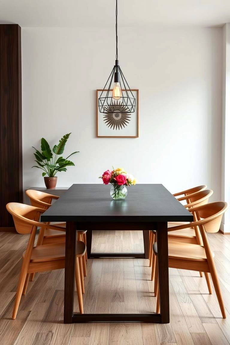 Combining Dark and Light Wood Tones - 24 70s Dining Room Design Ideas