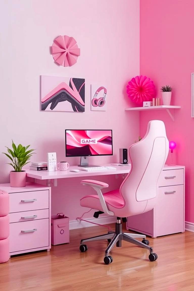 Combining Different Shades of Pink for Depth - 24 Pink Gaming Setup Ideas