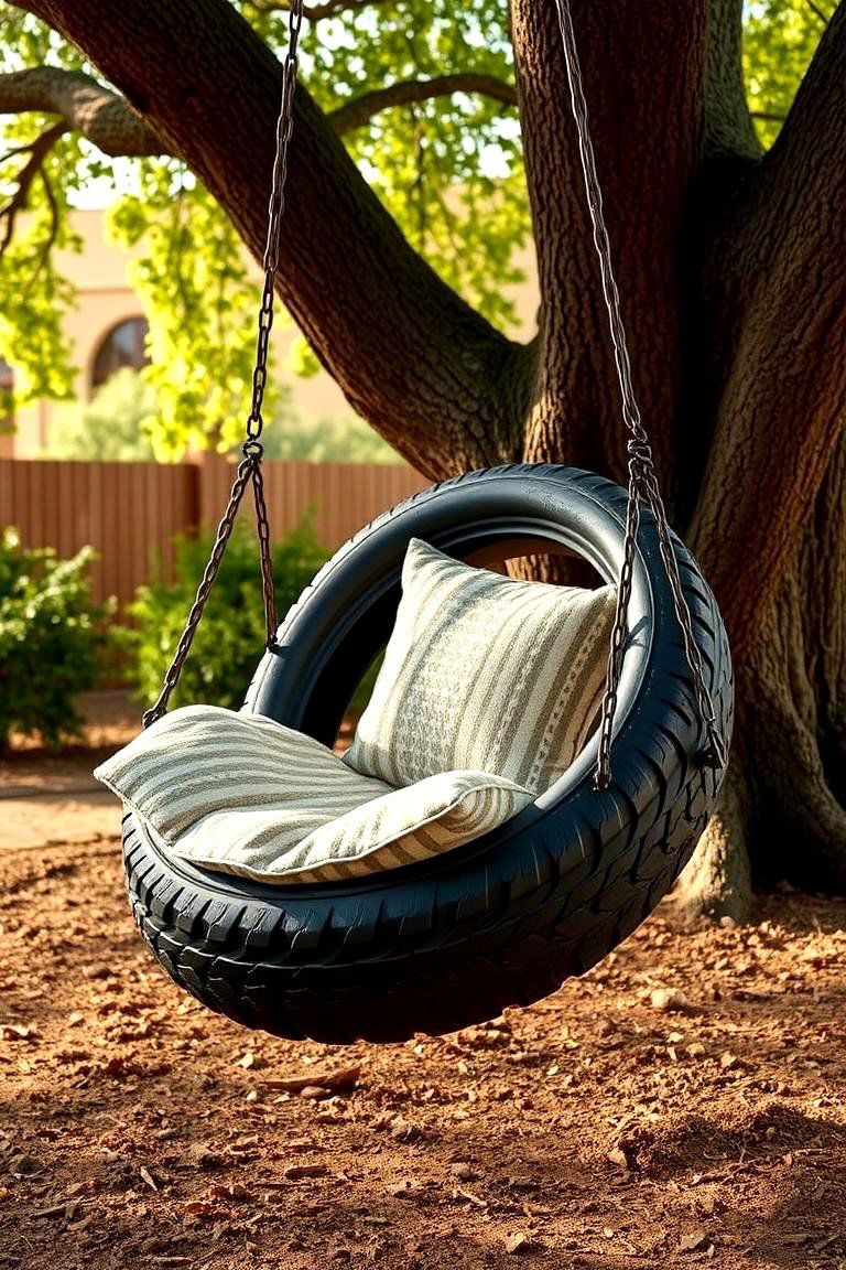 Comfort Enhanced Tire Swing - 24 Tire Swing Ideas