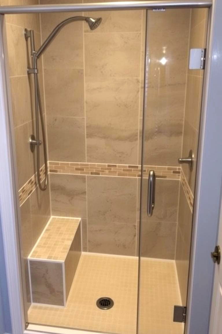 Comfort with a Built in Shower Bench - 24 Small Bathroom Walk-in Shower Ideas