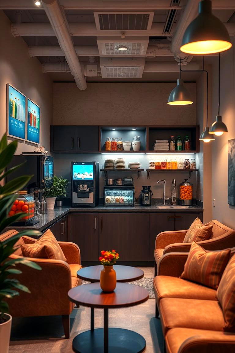 Comfortable Beverage Station - 24 Office Kitchen Ideas