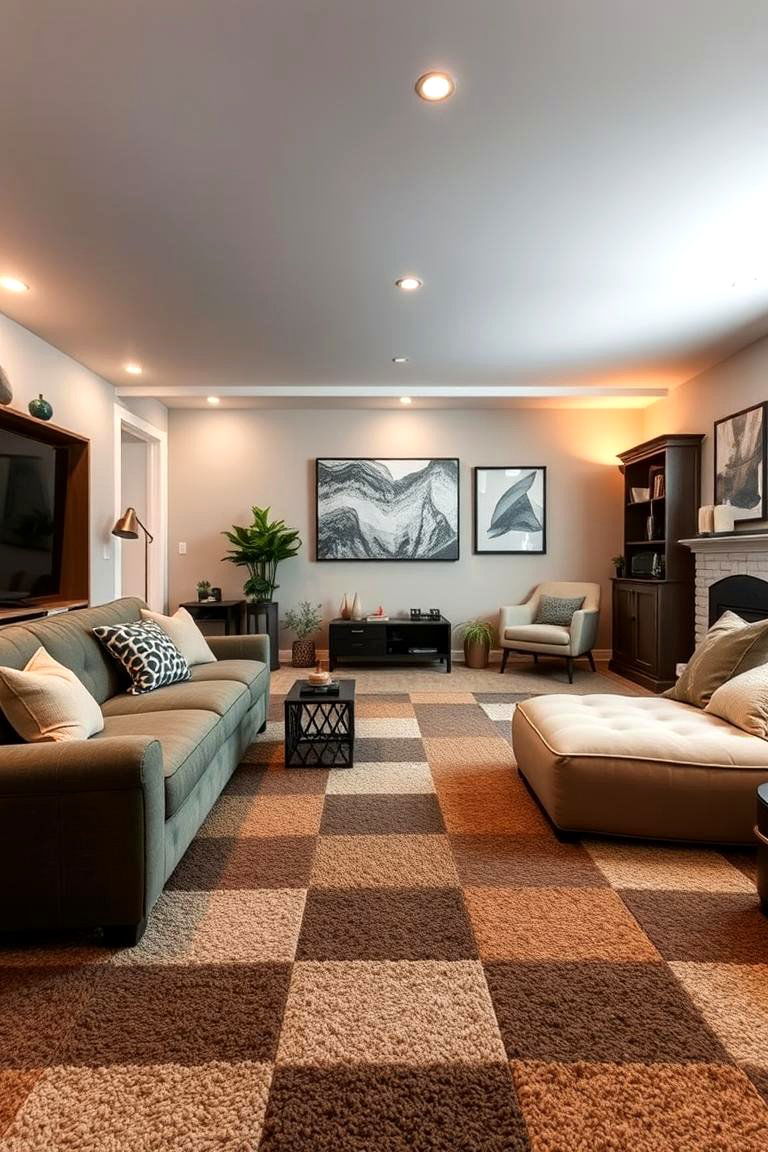Comfortable Carpet Tiles - 24 Man Cave Flooring Ideas