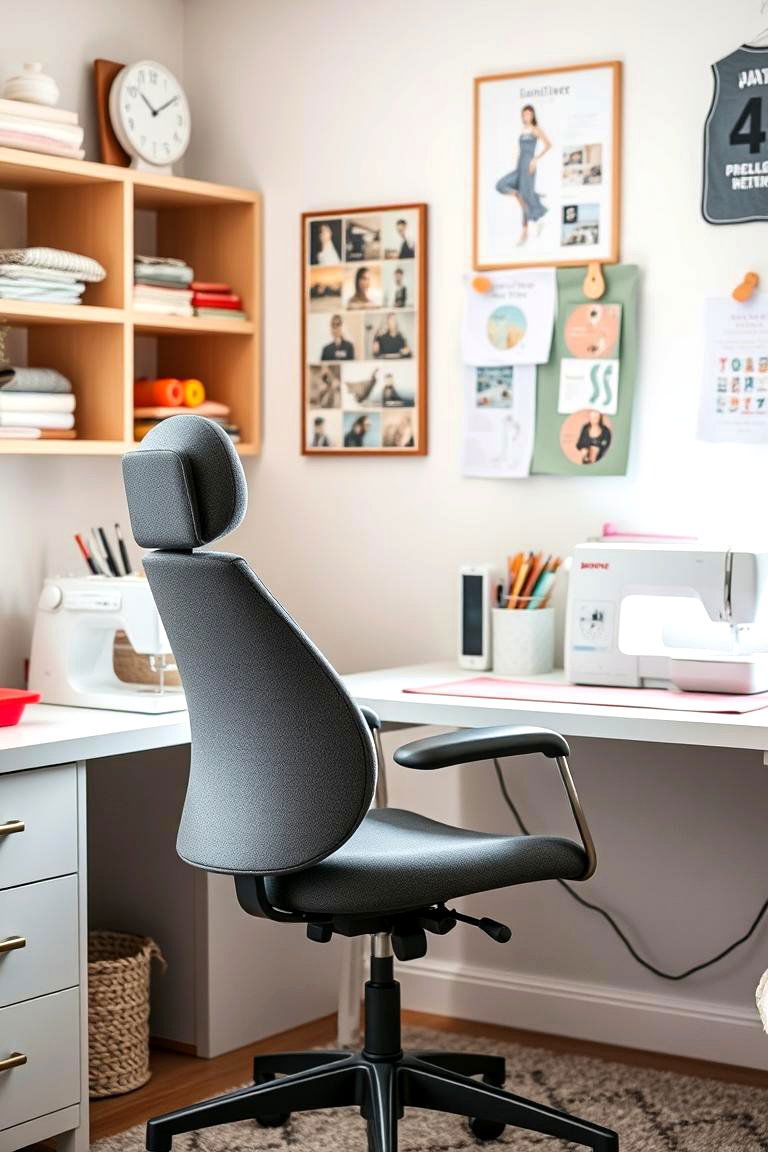 Comfortable Ergonomic Chair - 24 Sewing Room Ideas