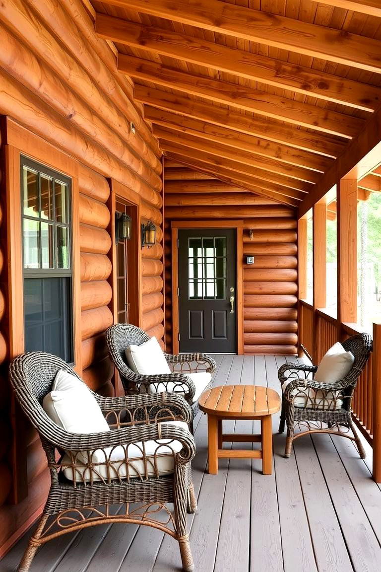 Comfortable Outdoor Seating Area - 24 Log Cabin Interior Design Ideas